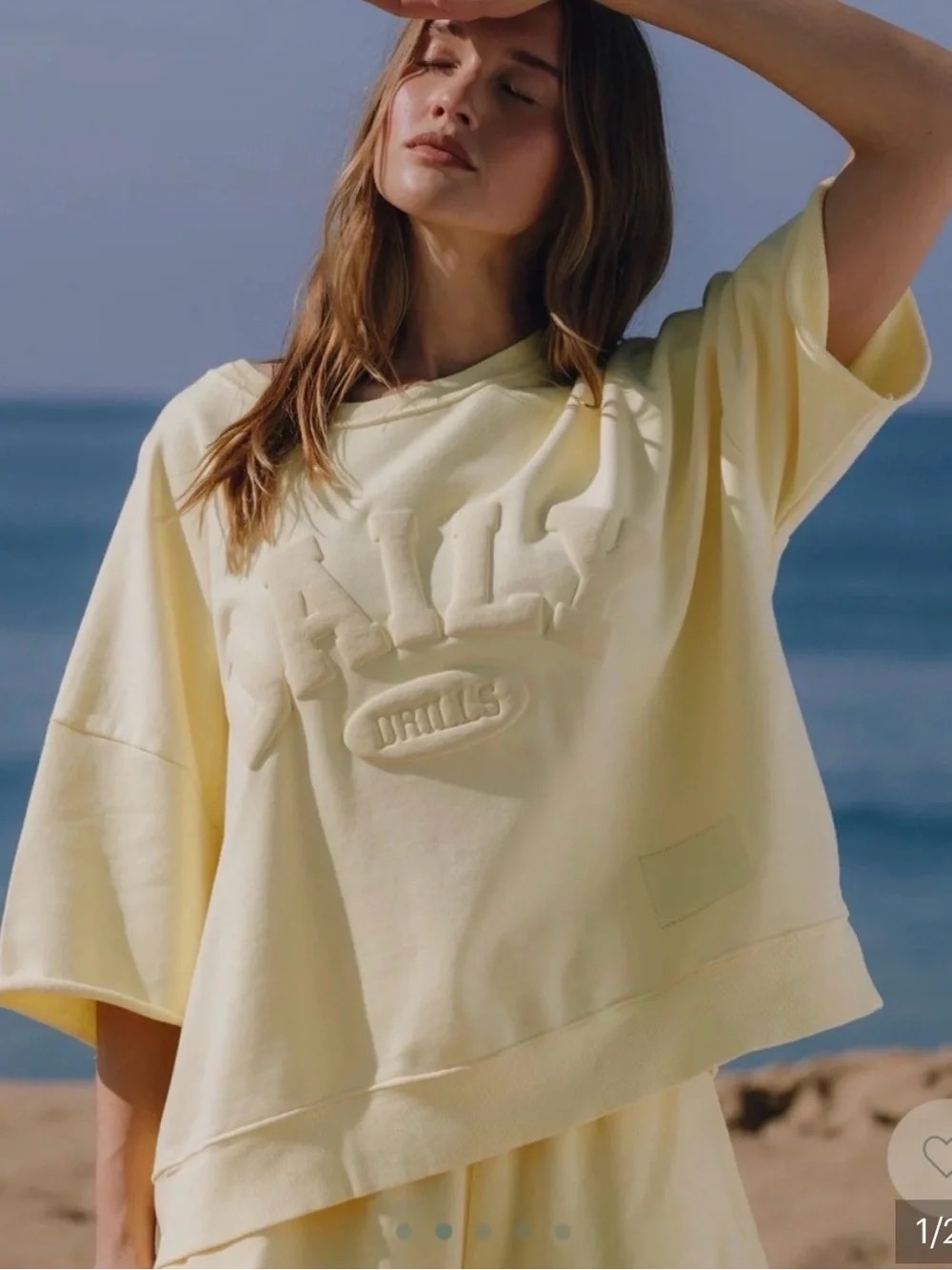 Daily Drills Spring Fever Drop Cropped Sleeve Crew in Lemonade Size M/L